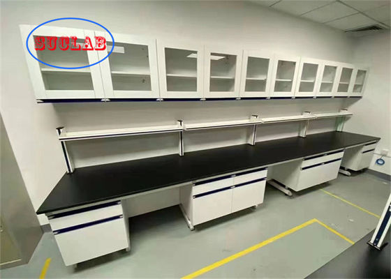 Goede prijs Chemisch bestand staal hout chemie laboratorium werkbank laboratoriumbank Vietnam met meerdere kasten online