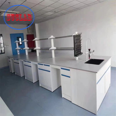 Goede prijs Chemie Lab Bench Laboratoriummeubelen Fabrikanten Reagens Racks Koudgewalste stalen laboratoriumbanken met verstelbare glazen plank online