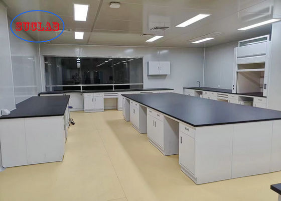 Goede prijs Grijze witte laboratorium casework met zwarte fenolische hars bureau in het college lab online