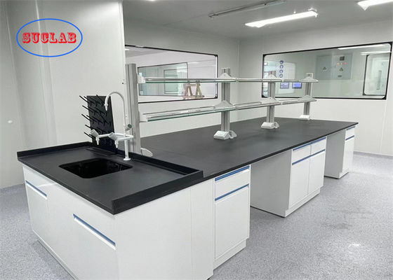 Goede prijs Multifunktioneel chemie laboratorium bank laboratorium casework Vietnam met fenolische toppen Messing kraan en DTC buffer scharnier online