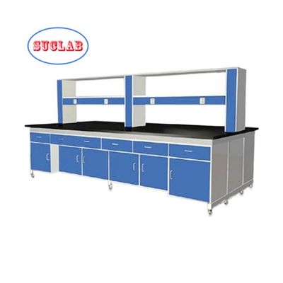 Goede prijs Op maat gemaakte werkbank voor chemisch laboratorium met staal C-frame en meerdere kasten online